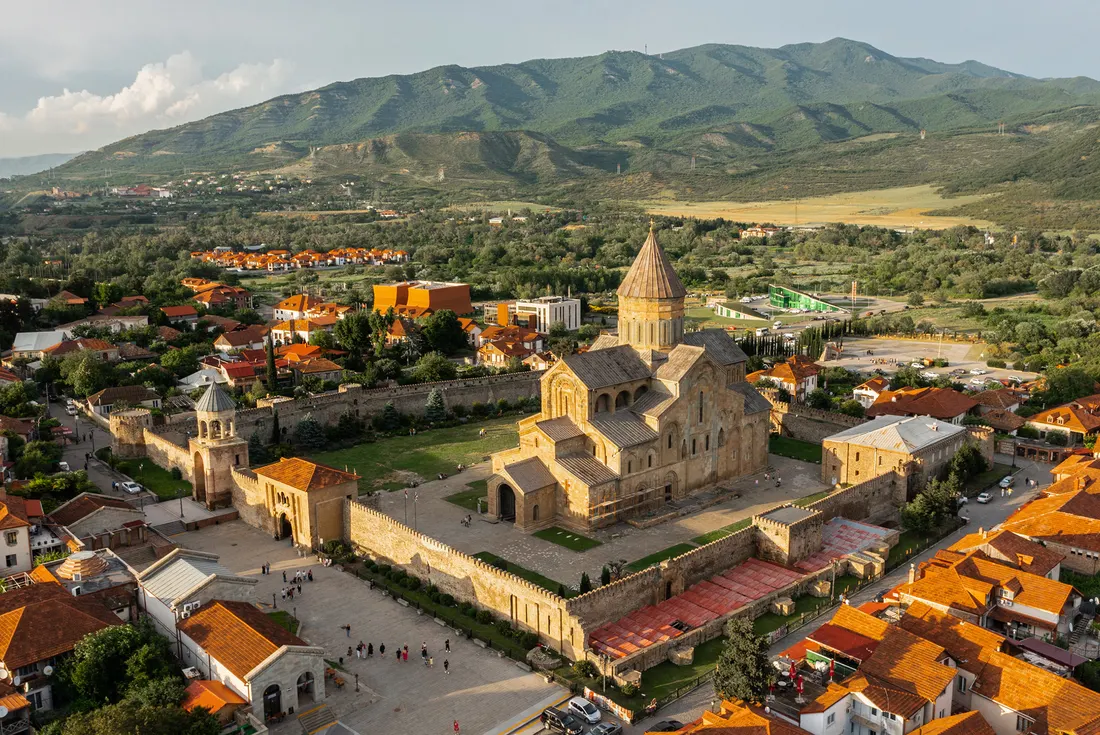 Mtskheta and Jvari at sunset